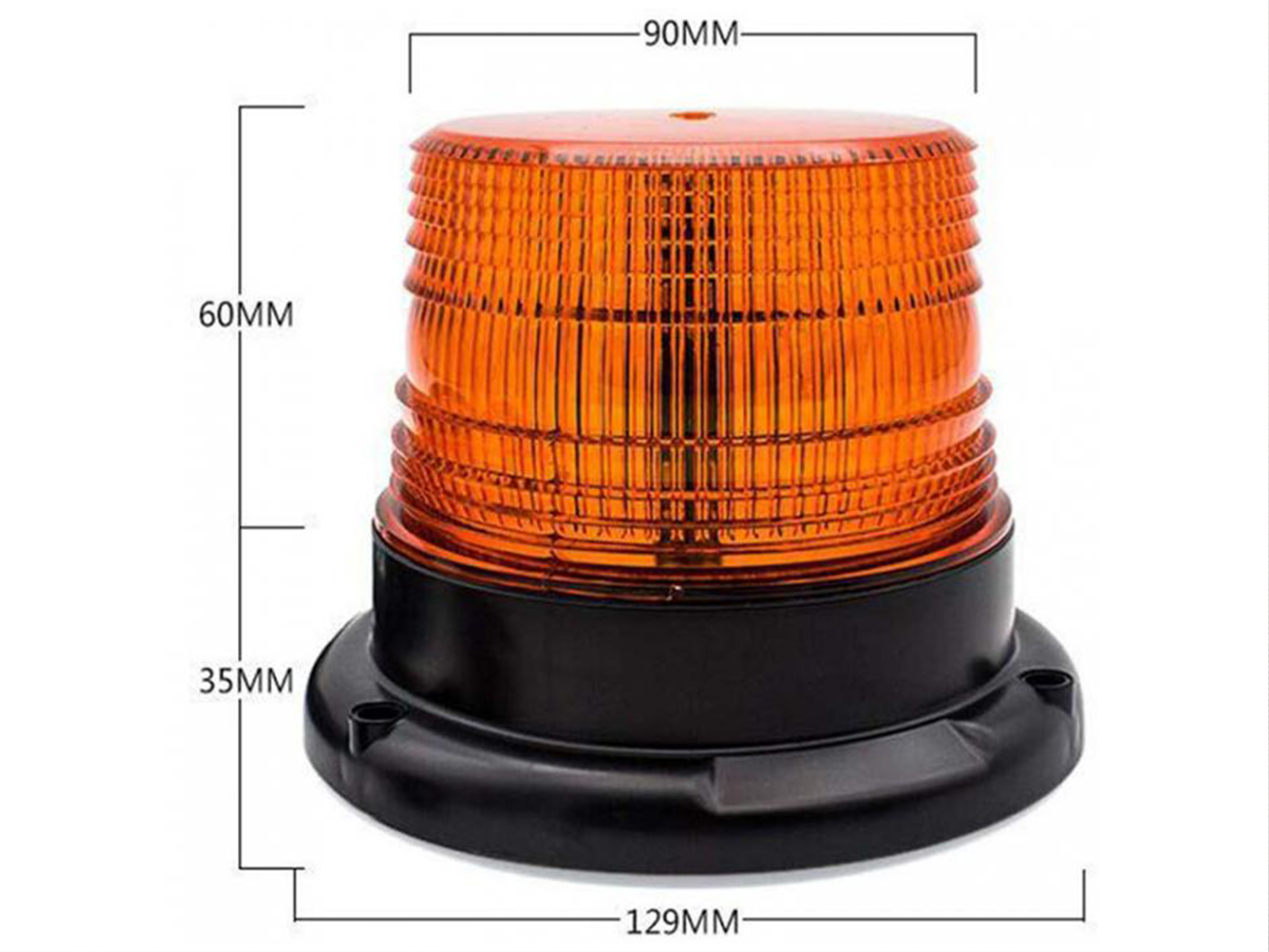 Диодна сигнална лампа - маяк, жълт буркан с магнит 12-24V